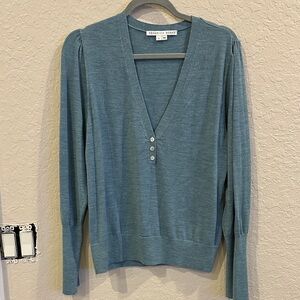 Veronica Beard Teal V-Neck Sweater XL